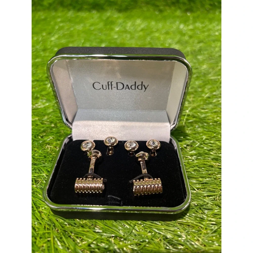 Cuff-Daddy Gold Tone Crystal Cufflinks and Stud Set Formal Menswear‎ Accessories